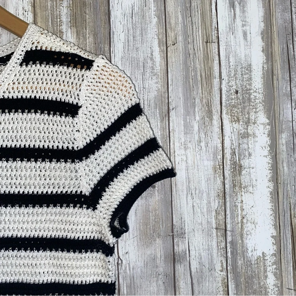 Talbots Crochet Stripe Crewneck Sweater - Picture 4 of 6